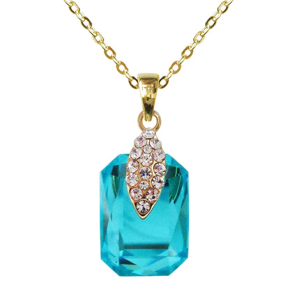 Navachi 18k Gold Plated Crystal Multicolor Square Shape Zircon Dangle Earrings And Neckalce Pendant Az4020-1 Jewelry set