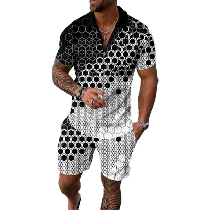 Mens Short Sets 2 Piece Outfits Polo Shirt Fashion Summer Tracksuits Casual Set Short Sleeve and Shorts Set for Men