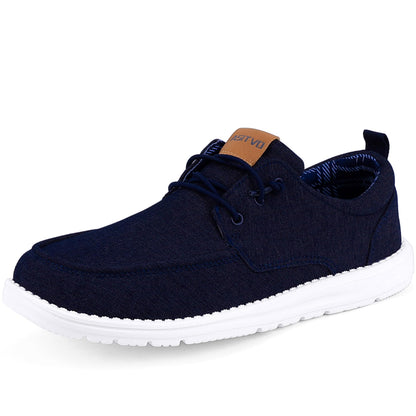 ASITVO Mens Wide Canvas Loafers Slip on Big Size Walking Shoes Width Toe Box Casual Dress Shoes