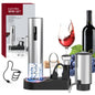 CIRCLE JOY Electric Wine Opener Rechargeable 5-in-1 Stainless Steel Wine Gift Set with Foil Cutter, Wine Aerator Pourer, Wine Drip Ring & Vacuum Stopper, Ideal Gifts for Wine Lovers, Silver