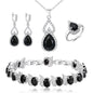 BriLove Wedding Jewelry Set for Women Bride Bridesmaid | Gorgeous Cubic Zirconia Teardrop Necklace Earrings Bracelet Adjustable Ring Jewelry Gift for Birthday/Anniversary