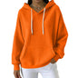 Women Casual Waffle Grid Textured Pullover Hoodie Contrast Drawstring Pocket Loose Long Sleeve Sweatshirts