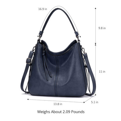 Realer Hobo Crossbody Bags for Women Designer Faux Leather Hobo Handbags Retro Large Size Shoulder Bag Bucket Purse