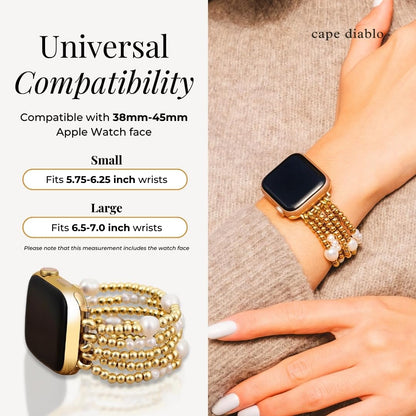 Cape Diablo Handmade Gemstone Watch Band for Women Compatible with Apple Watch 38mm 40mm 41mm 42mm 44mm 45mm, Boho Stretchable Strap Fits for iWatch Series 11/10/9/8/7/6/5/4/3/2/1 SE 3/2/1