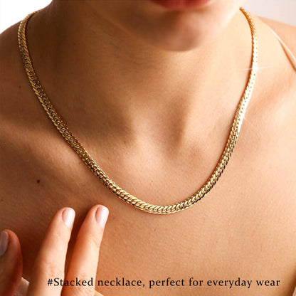 3PCS Gold Necklaces for Women,Chunky Statement Gold Plated Necklace Stack Layered Sterling Silver Herringbone Chains for Women Dainty Trendy Silver Chains Stacked Jewelry Gifts