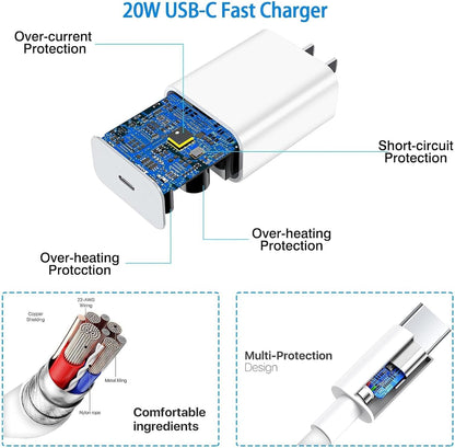 Fast Charger for Apple Watch Charger, USB C 20W iPhone Watch Charger Plug Adapter & Long 6.6FT iWatch Portable Wireless Fast Charging Cable Cord Compatible with Apple Watch Series 9/8/7/SE/6/5/4/3/2/1