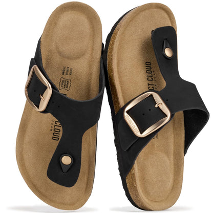 Project Cloud Womens Sandals 100% Genuine Leather Thong Sandals for Women - Memory Foam Insole Women Sandals - Non-Slip Flip Flops for Women - Lightweight Sandals Women Footwear 2026