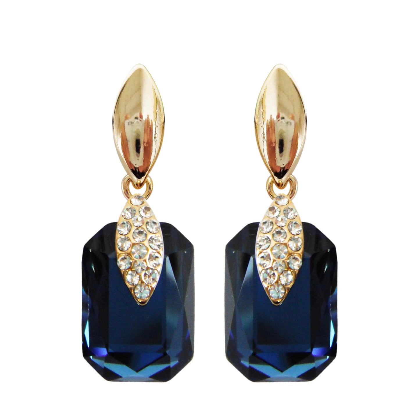 Navachi 18k Gold Plated Crystal Multicolor Square Shape Zircon Dangle Earrings And Neckalce Pendant Az4020-1 Jewelry set