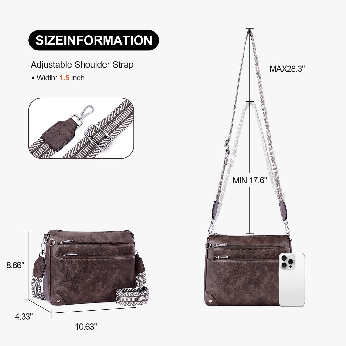 Crossbody Bags for Women Rfid Travel Crossbody Purses Leather Handbags Medium Shoulder bag with Adjustable Strap