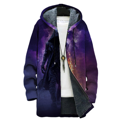 domirica Mens Hooded Cardigan Japanese Art Zip Up Long Sleeve Sweater Hoodie Dragon Print Coat with Pockets