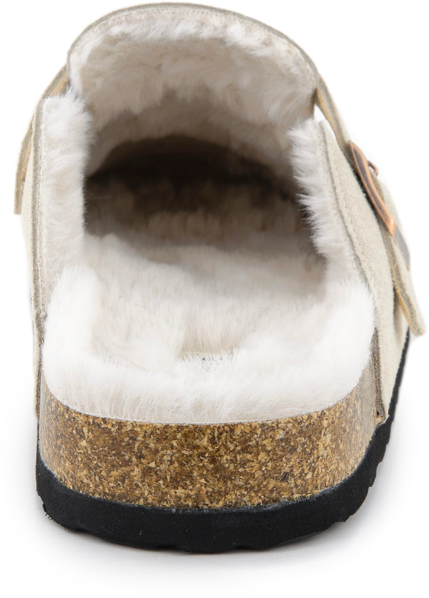 Erica Women's Cork Footbed Clogs Genuine Soft Suede Fuzzy Faux Fur Lined Comfort Cushioned Mule Slide Shoes