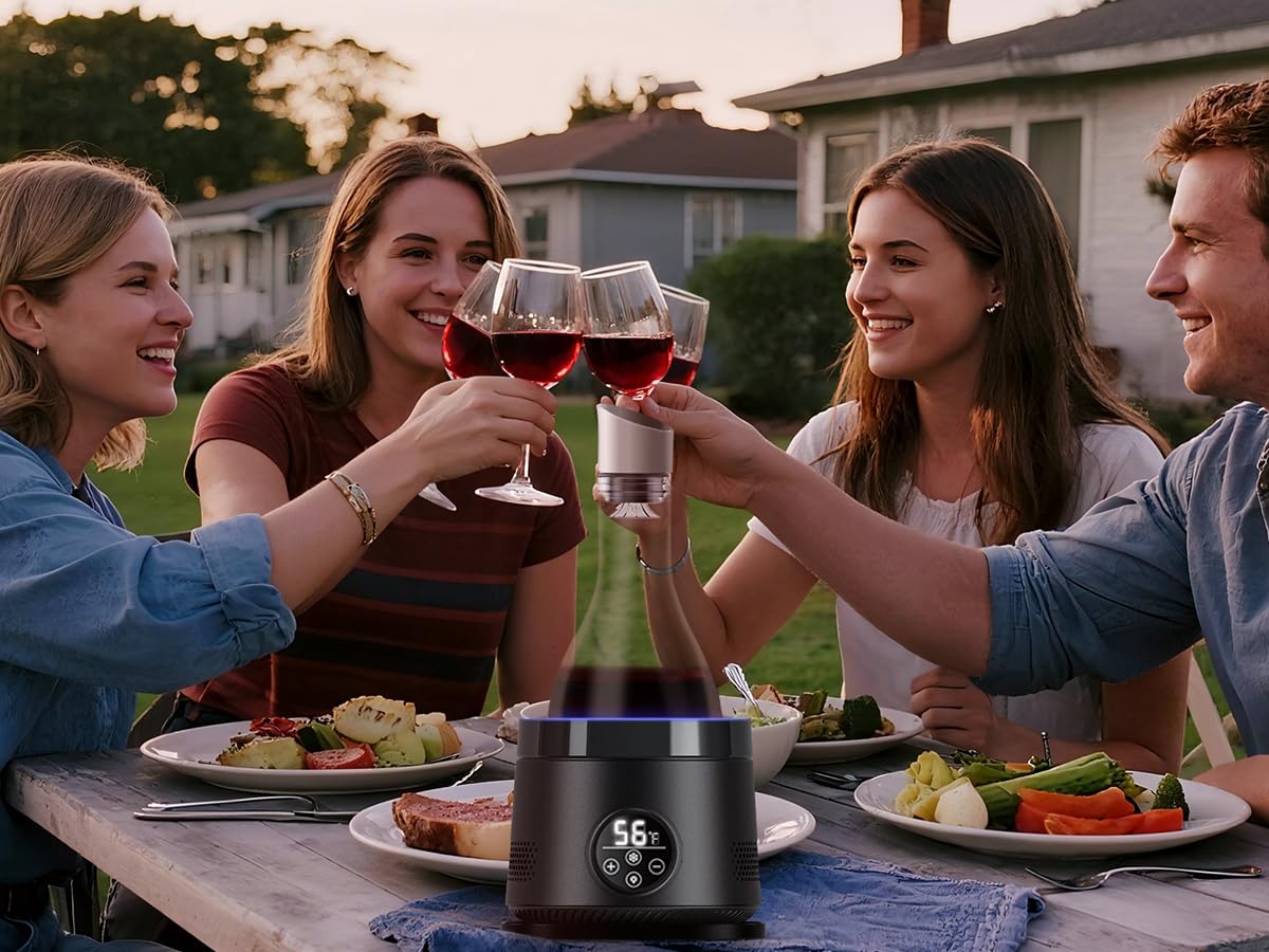 Cobalance Electric Wine Chiller Decanter with Built-in Aerator, 50oz Bottles Cooler & Carafe, 24-Hour Keep Cool, Perfect for Red, White Wine, Gift for Lovers