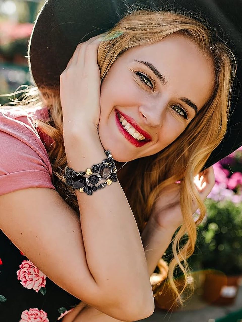 Women Beaded Bracelet Set | Colorful Boho Stackable Trendy Design with Crystal Accents Multilayer Bangle Bracelet | Fashion Stretch Braclets Jewelry for Women
