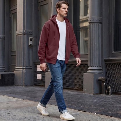 Full Zip Hoodies for Men Big And Tall Oversized Hooded Fleece Sweatshirt | Knit Open Front Cardigan, Zipper Jackets, Oversize, Streetwear, Basic Fit, Lightweight, Warm, Big and Tall, Hooded Sweatshirt