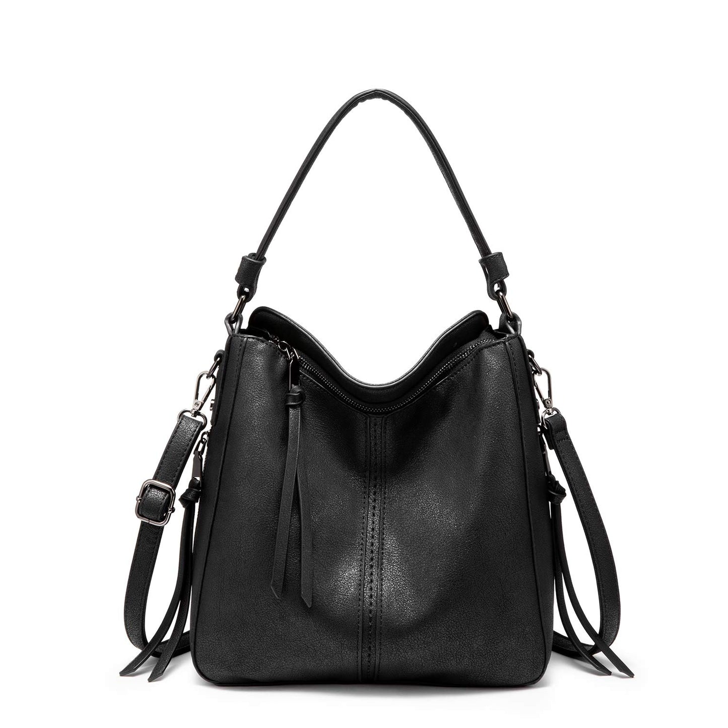 Realer Hobo Crossbody Bags for Women Designer Faux Leather Hobo Handbags Retro Large Size Shoulder Bag Bucket Purse