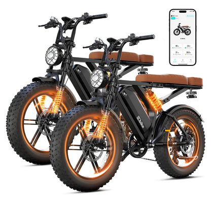 Electric Bike for Adults, Peak 1500W Motor Retro E Bike, Range 65/120Miles, 48V 15Ah Removable Battery, 20"x4" Fat Tires, Full Suspension, APP Control, Off-Road Ebike for City Commuting