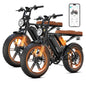 Electric Bike for Adults, Peak 1500W Motor Retro E Bike, Range 65/120Miles, 48V 15Ah Removable Battery, 20"x4" Fat Tires, Full Suspension, APP Control, Off-Road Ebike for City Commuting