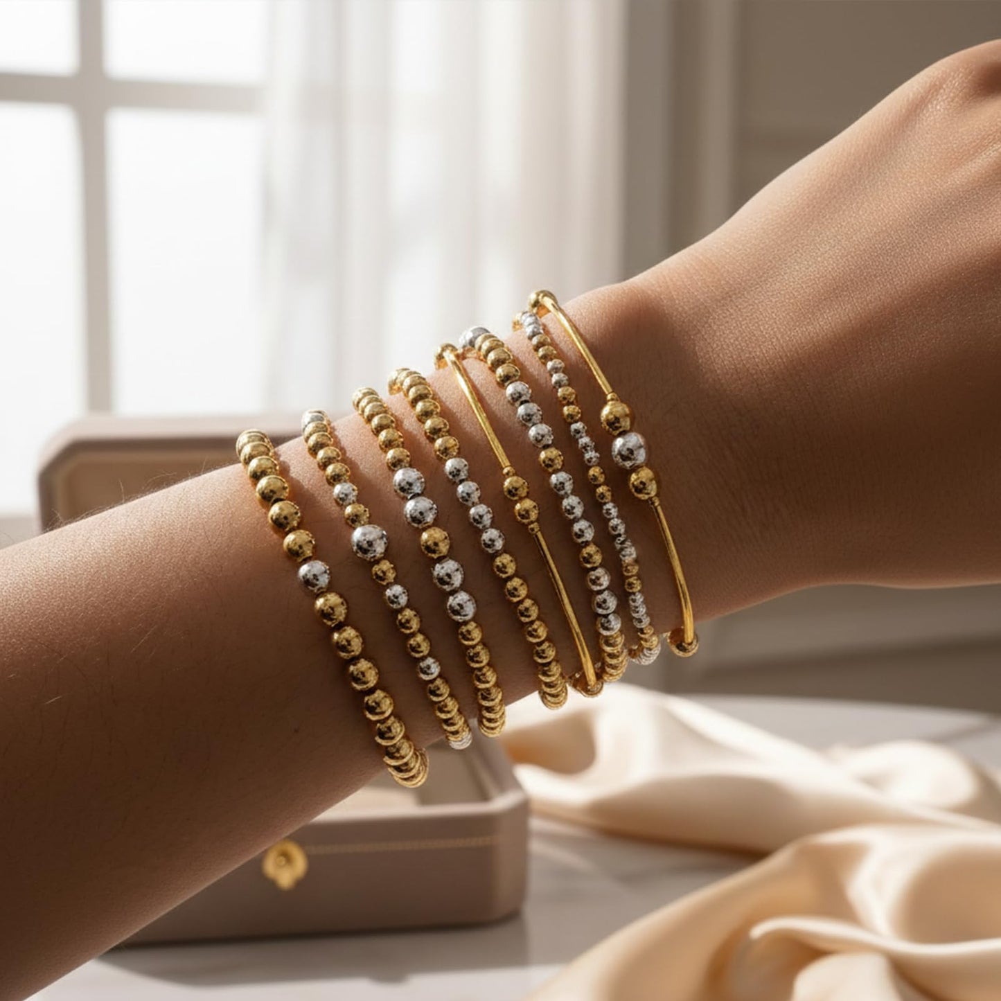 14K Gold Plated Pearl Beaded Cross Bracelets Stack Set for Women,Stretch Boho Colorful Christian Beads Ball Jewelry Friendship Summer Trendy Gift
