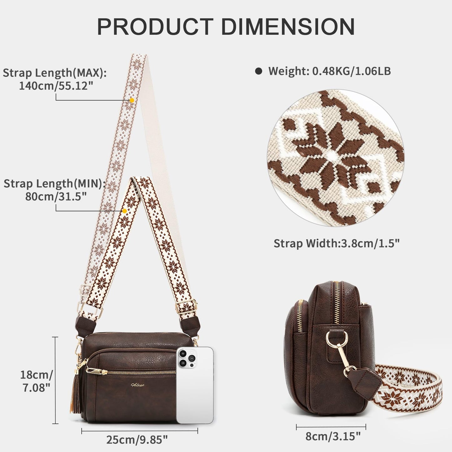 Small Leather Crossbody Bags for Women Anti theft Purses and Handbag Shoulder Hangbag with Wide Strap Tassel