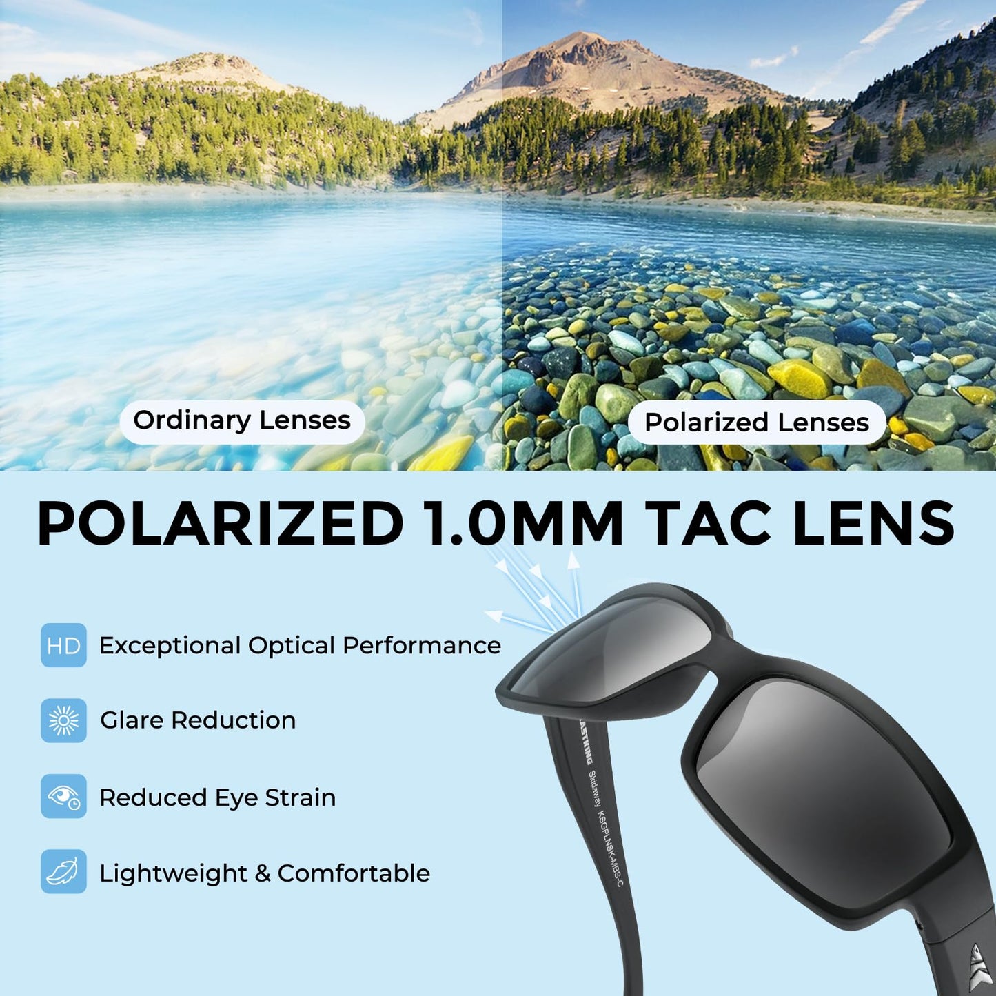 KastKing Skidaway Polarized Sport Sunglasses for Men and Women,Ideal for Driving Fishing Cycling and Running,UV Protection