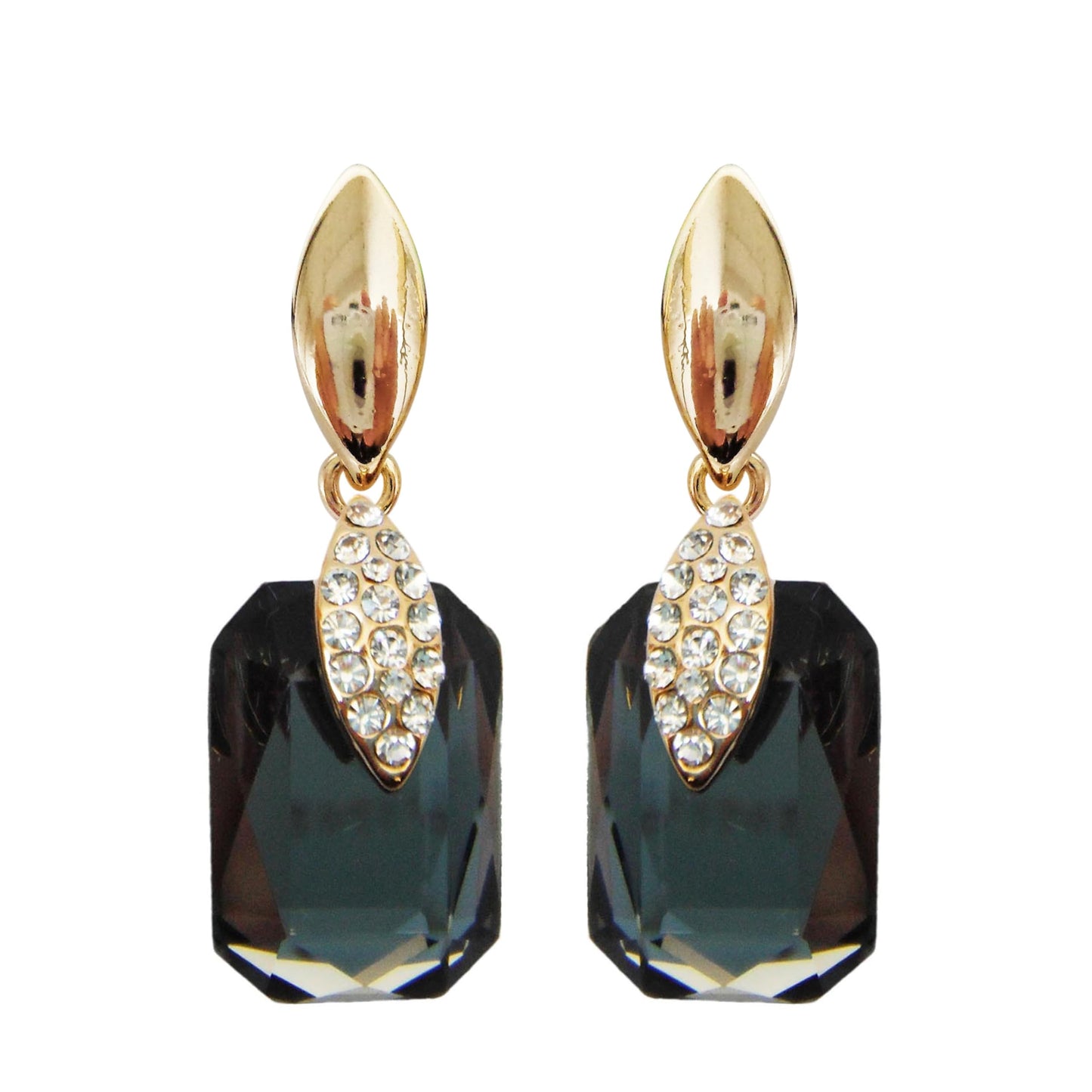 Navachi 18k Gold Plated Crystal Multicolor Square Shape Zircon Dangle Earrings And Neckalce Pendant Az4020-1 Jewelry set