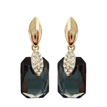 Navachi 18k Gold Plated Crystal Multicolor Square Shape Zircon Dangle Earrings And Neckalce Pendant Az4020-1 Jewelry set