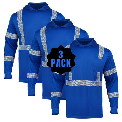 High Visibility Hoodies for Men,Safety Reflective Long Sleeve ANSI Class 3 Hi Vis Construction Work Shirts with Hood