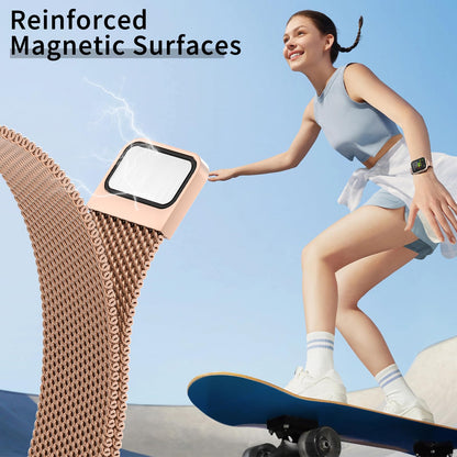 MARGE PLUS Slim Milanese Loop Compatible with Apple Watch Band for women 41mm 40mm 38mm 42mm 46mm 45mm 44mm, Stainless Steel Magnetic Mesh Strap work on iWatch Series 11 10 9 8 7 6 5 4 3 & SE 3 2 1