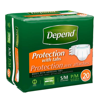 Depend Adult Diapers with Tabs, Incontinence Protection with Tabs, Unisex, Large (35–49" Waist, over 170 lbs), Maximum Absorbency, 48 Count (3 Packs of 16)