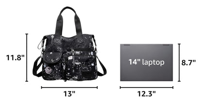Tote Bag for Women,Multi Pockets Shoulder Handbag,Nurse Bag for Work,Large Cross body Purse,Fashion Nylon Top Handle Satchel