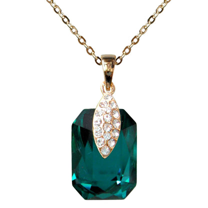 Navachi 18k Gold Plated Crystal Multicolor Square Shape Zircon Dangle Earrings And Neckalce Pendant Az4020-1 Jewelry set