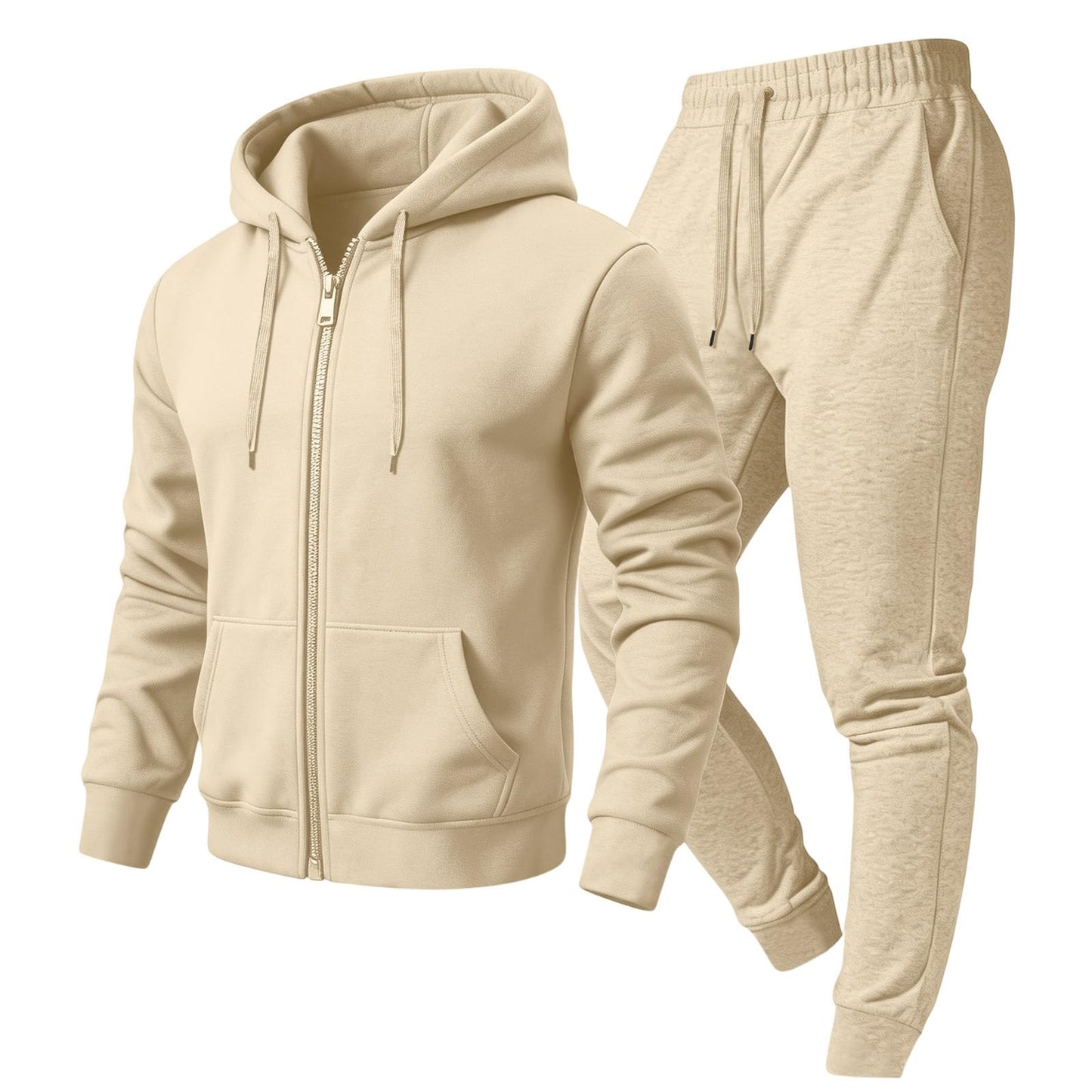 Jogger Sweatpants Matching Outfit For Men 2 Piece Sweat Suits Full Zip Up Hooded Tracksuit Soft Fleece Set