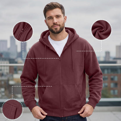 Full Zip Hoodies for Men Big And Tall Oversized Hooded Fleece Sweatshirt | Knit Open Front Cardigan, Zipper Jackets, Oversize, Streetwear, Basic Fit, Lightweight, Warm, Big and Tall, Hooded Sweatshirt