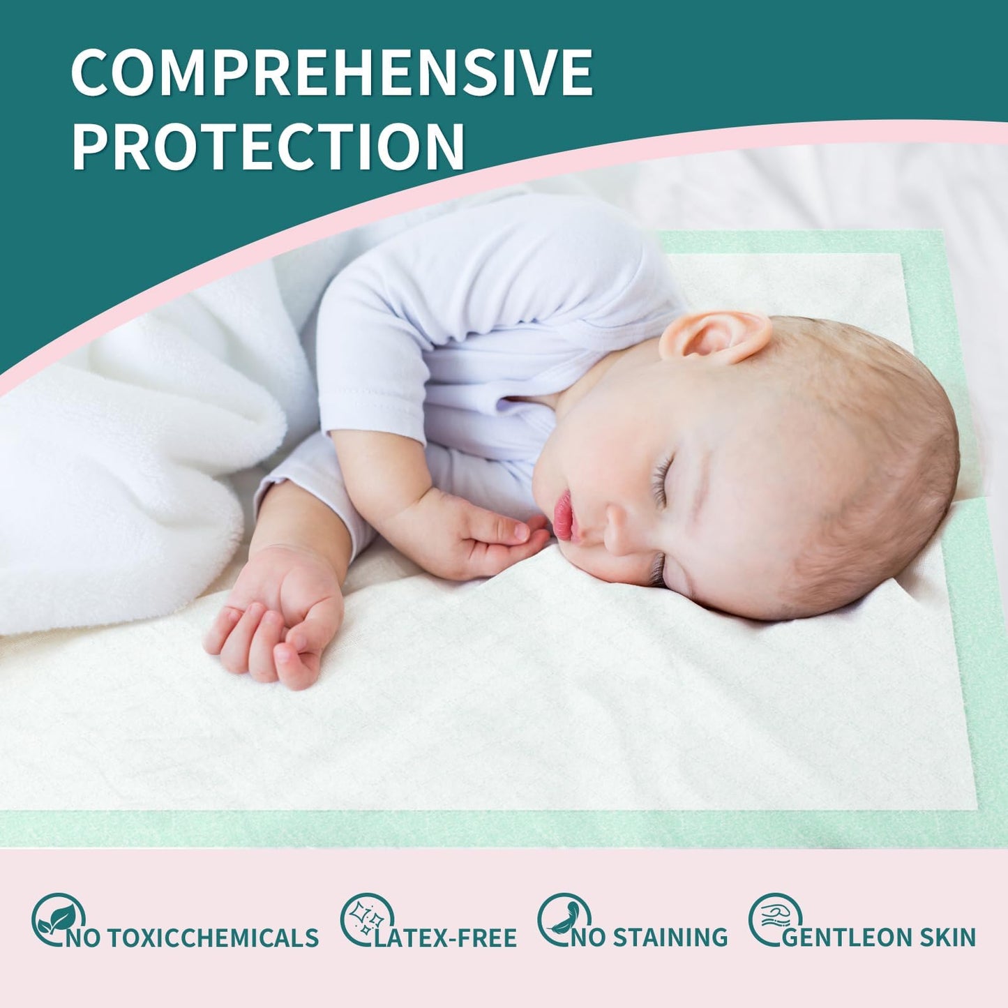 MILDPLUS Disposable Bed Pads 40"X40" 50pcs Extra Large Pee Pads for Incontinence 140 Gram Heavy Duty Super Absorbent Underpads Waterproof Chucks Pads for Adults, Elderly or Pets [100x100CM]