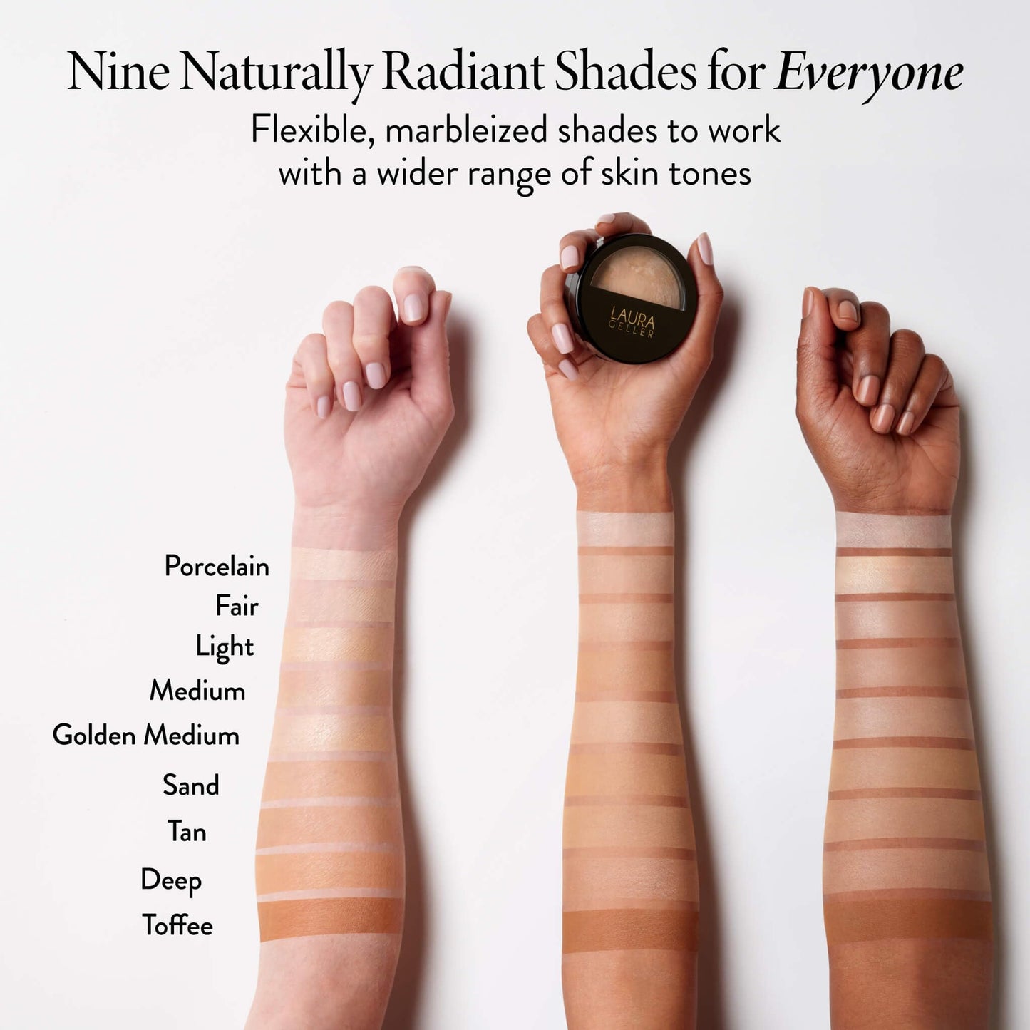 LAURA GELLER NEW YORK Baked Balance-n-Glow Illuminating Powder Foundation – Toffee – Handmade in Italy – Pearl-Infused Satin Finish – Vitamin C Brightening – Buildable Sheer Coverage – For Mature Skin