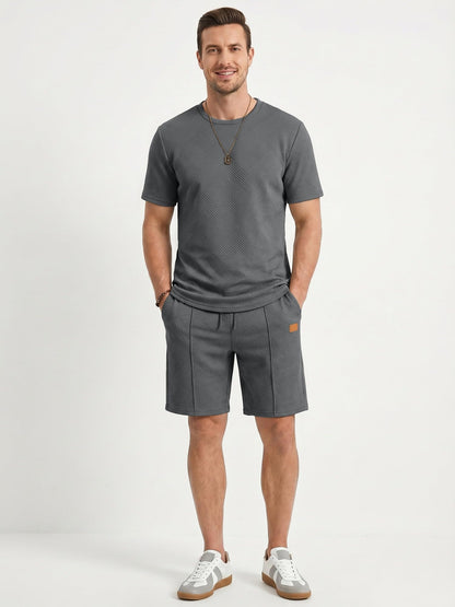 JMIERR Men's 2 Piece Outfit Anti-wrinkle T Shirts and Shorts Summer Beach Vacation Lounge Workout Pajamas Short Sleeve Sets