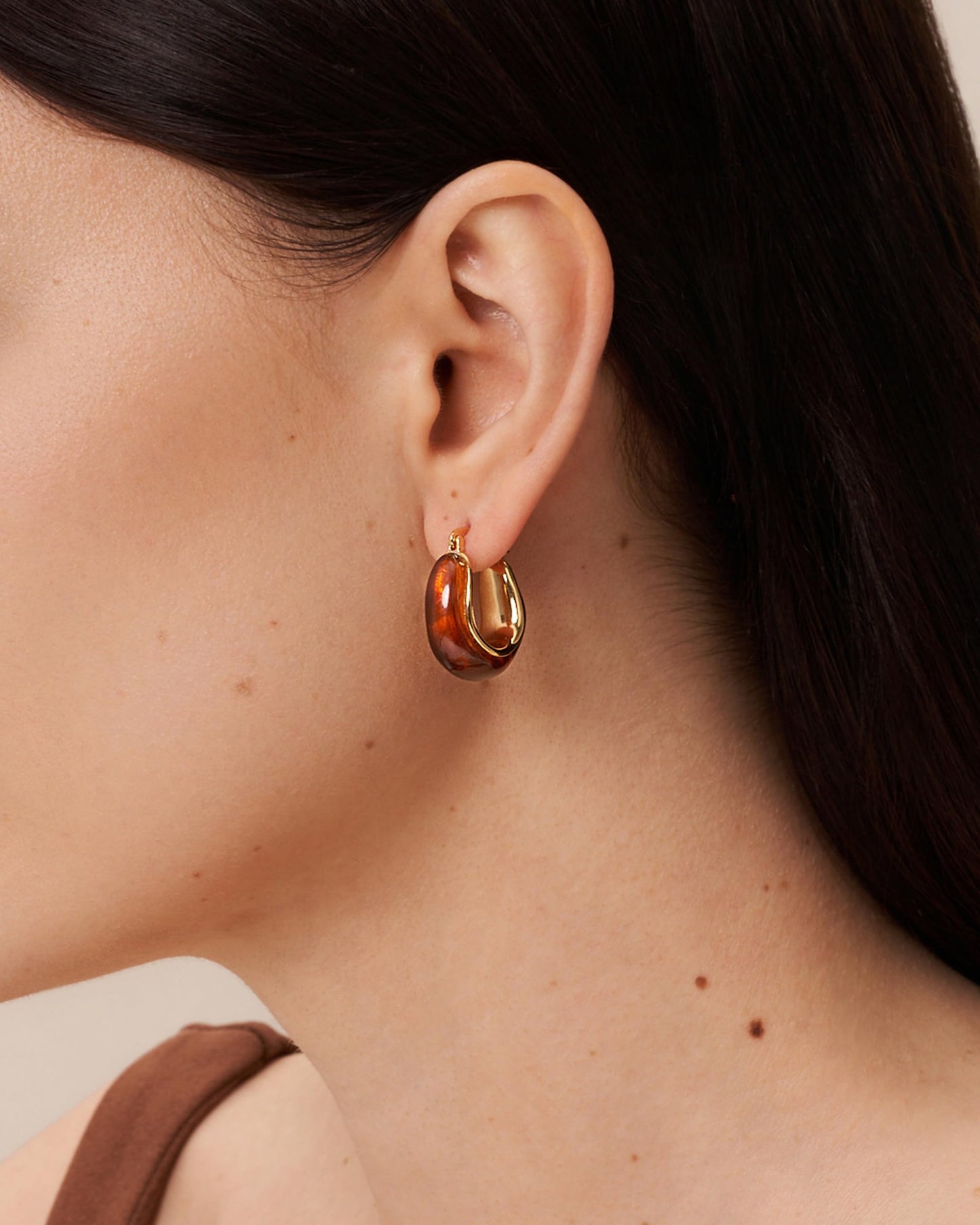 SNGIA Long Oval Chunky Dangle 18K Gold Plated Hoops with Colored Resin Gemstone Statement Earrings for Women, (Green, Brown, Light blue, Dark Blue), Bold Drop Handmade Exaggerated Irregular Trendy Bohemian Jewelry Gifts, Unique Dangling Teardrop Baroque S