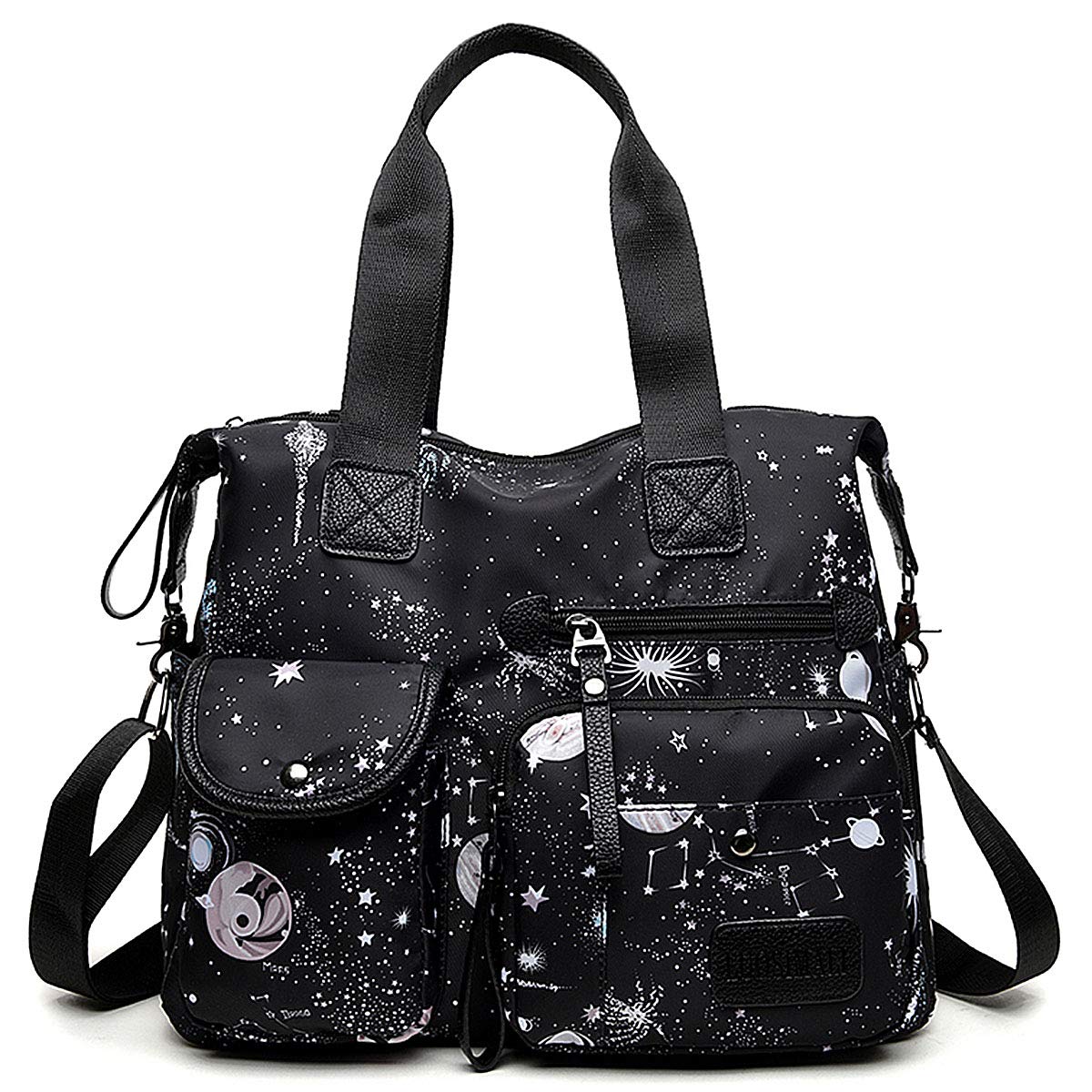 Tote Bag for Women,Multi Pockets Shoulder Handbag,Nurse Bag for Work,Large Cross body Purse,Fashion Nylon Top Handle Satchel