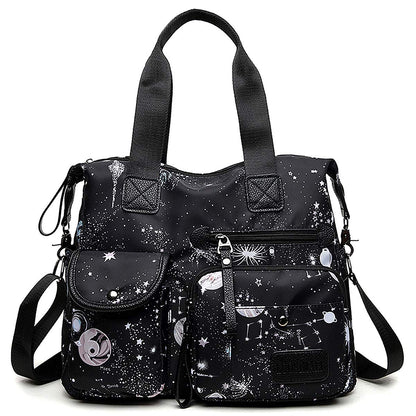 Tote Bag for Women,Multi Pockets Shoulder Handbag,Nurse Bag for Work,Large Cross body Purse,Fashion Nylon Top Handle Satchel