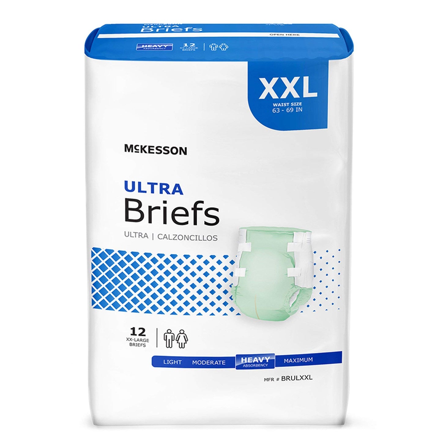 McKesson Ultra Briefs, [32 Count], 3XL, Up to 95 in. Incontinence Adult Diapers with Tabs, Heavy Absorbency, Unisex, Disposable, Elastic Leg Gathers and Contoured Fit for Men and Women
