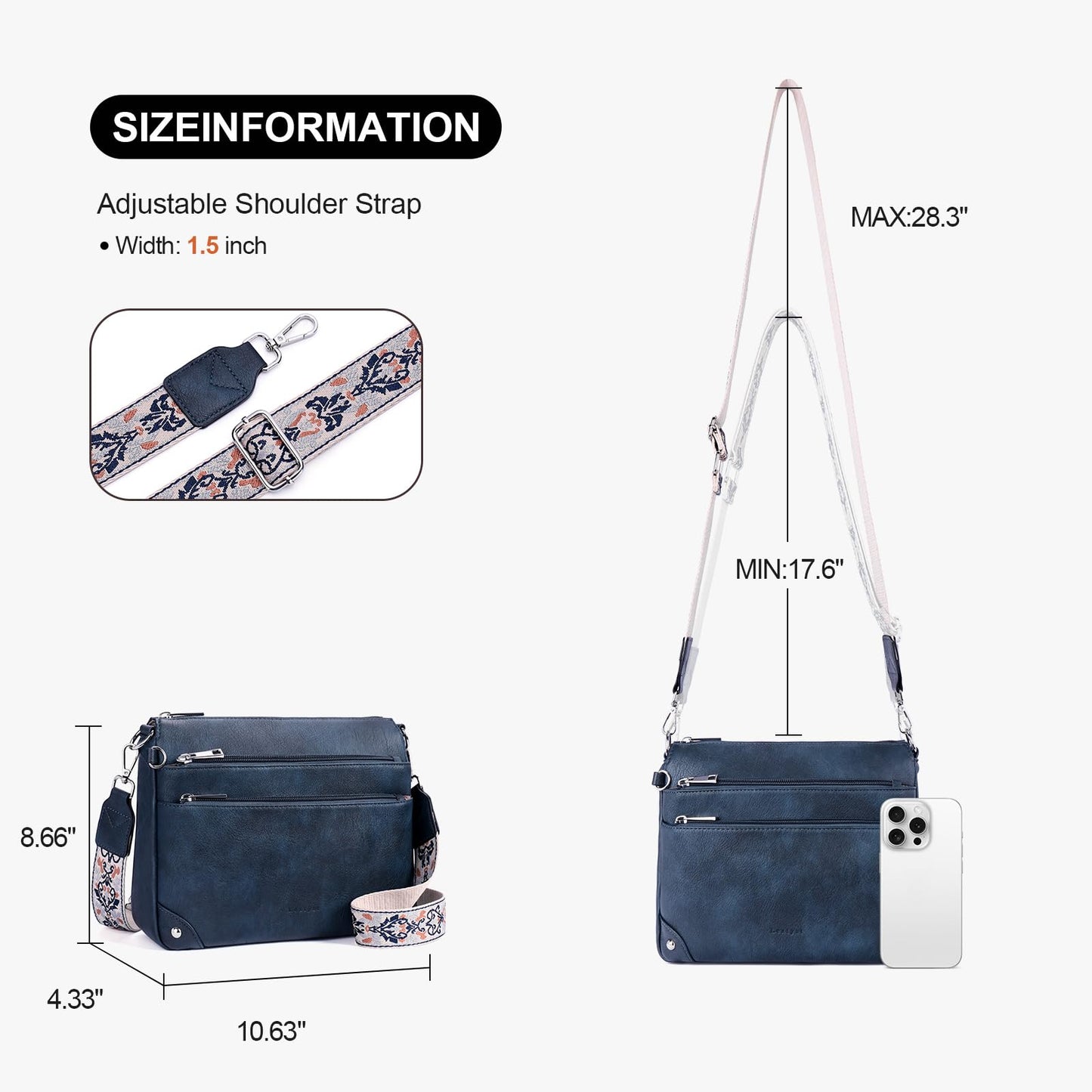 Crossbody Bags for Women Rfid Travel Crossbody Purses Leather Handbags Medium Shoulder bag with Adjustable Strap