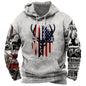 Men's Hooded Sweatshirt American Flag Print Long Sleeve Pullover Sweatshirt Vintage Tribal Aztec Graphic Hoodie Tops