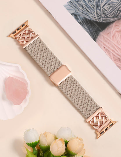 TOYOUTHS Braided Magnetic Band Compatible with Apple Watch Bands 38/40/41/42/44/45/46/49mm Women Men, Dressy Celtic Metal Stretchy Elastic Strap for iWatch Series 11 10 9 8 7 6 5 4 SE/Ultra 3 2 1