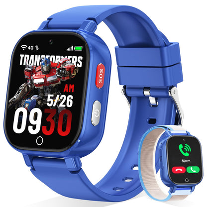 Transformers 4G Kids Smart Watch Phone, GPS, Video Call, Waterproof - Pink | Smartwatch for Boys Girls Ages 4-12, Class Mode, SOS, Camera, Alarm, Touch Screen, Gifts with Bonus Woven Strap & SIM Card