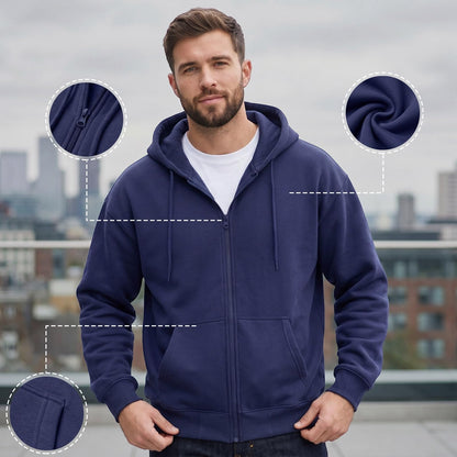 Full Zip Hoodies for Men Big And Tall Oversized Hooded Fleece Sweatshirt | Knit Open Front Cardigan, Zipper Jackets, Oversize, Streetwear, Basic Fit, Lightweight, Warm, Big and Tall, Hooded Sweatshirt