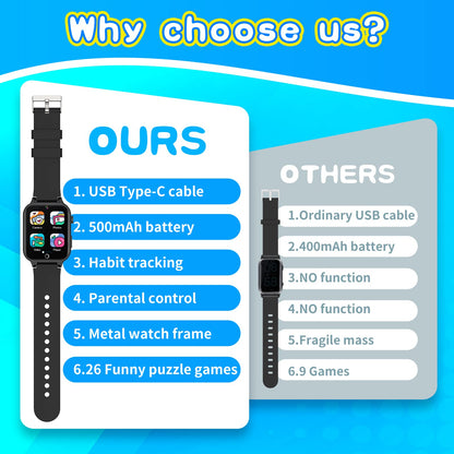 Kids Smart Watch Gift for Girls Age 5-12, 39 Games HD Touch Screen Watches with Video Camera Music Player Pedometer Flashlight 12/24 hr Educational Toys Birthday Gifts for Girls Ages 7 8 9 10