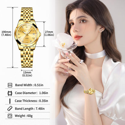 OLEVS Watches Women with Date Silver Stainless Steel Luxury Ladies Watches with Small Writs Diamond Watches for Women Waterproof Elegant Dress Quartz Analog Women's Wrist Watches Reloj de Mujer