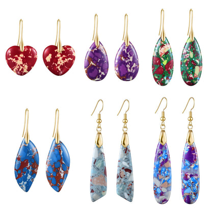 Funtopia 6 Pairs Stone Earrings for Women Trendy Dangle Boho Earrings | Statement Earrings for Women Trendy, Colorful Fashion Gemstone Stone Earrings Jewelry Accessories