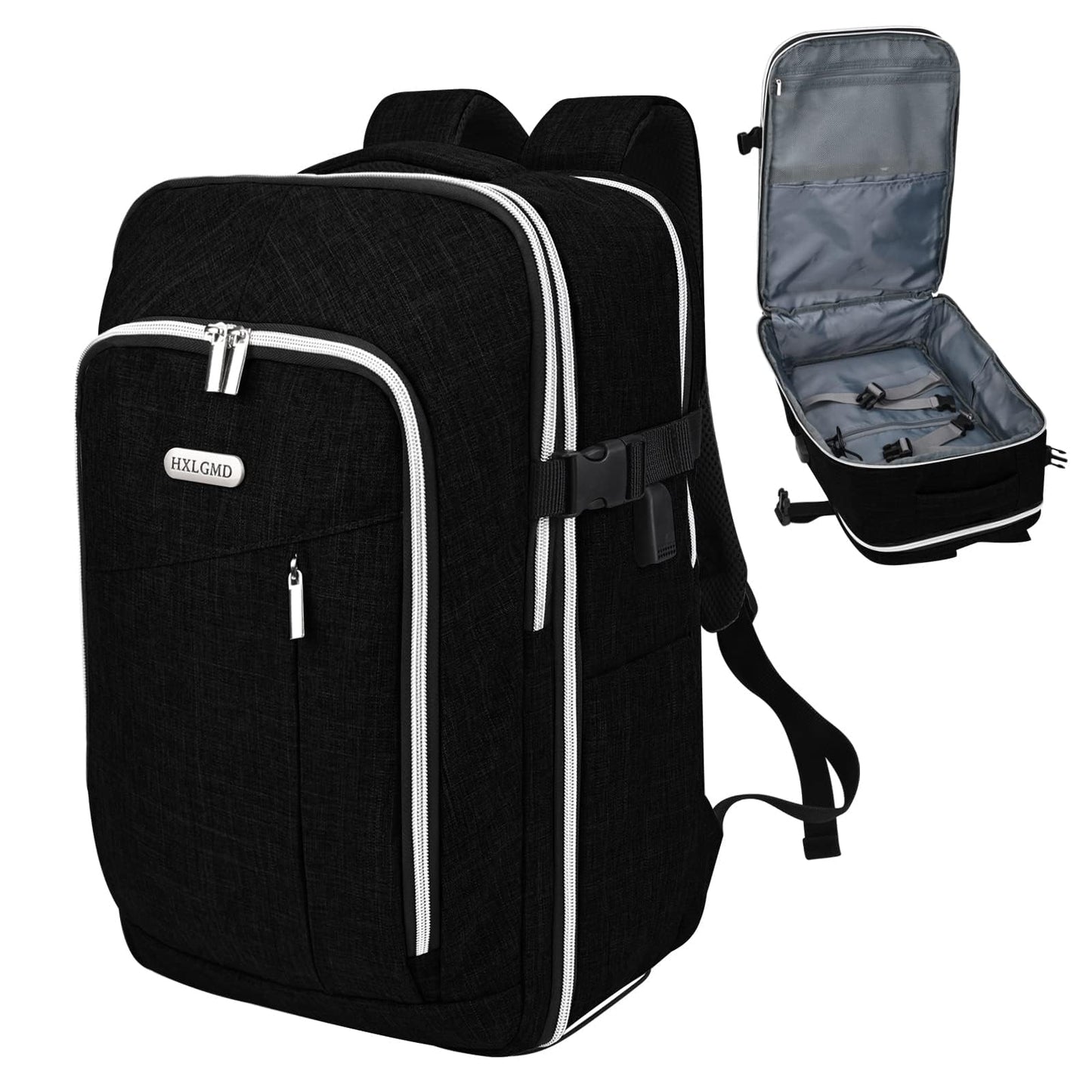Travel Carry On 17.5" Laptop Expandable Backpack for Men Women, Personal Item Bag Waterproof Airline Approved with USB Charging Hole 3 Packing Cubes, Large Weekender Daypack Business Luggage Suitcase
