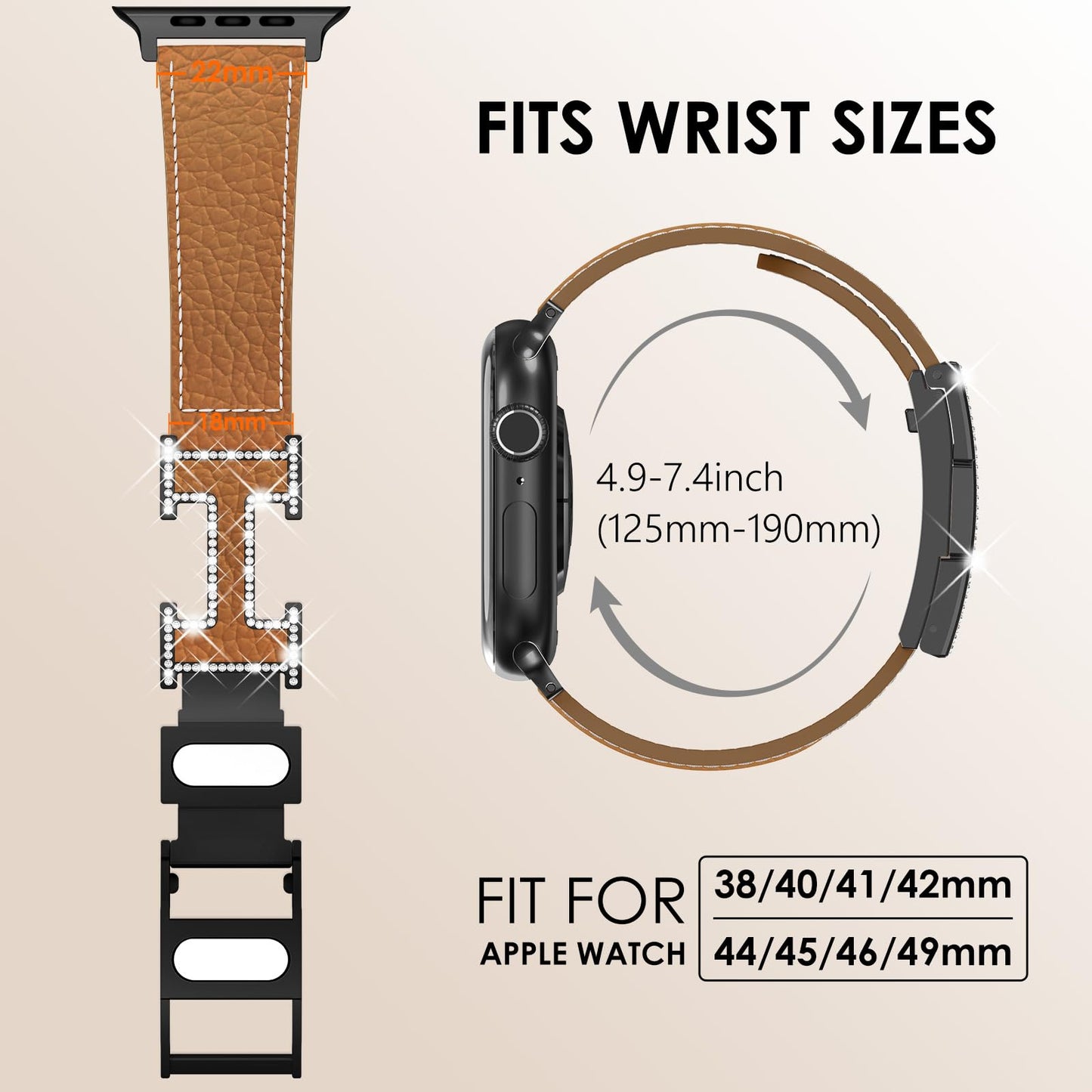 Leather Magnetic Watch Band Compatible with Apple Watch Ultra Band 49mm 46mm 45mm 44mm 42mm 41mm 40mm 38mm Replacement Strap for Women Men iWatch Ultra 3/2/1/SE3/Series 11/10/9/8/7/6/5/4/3/2/1